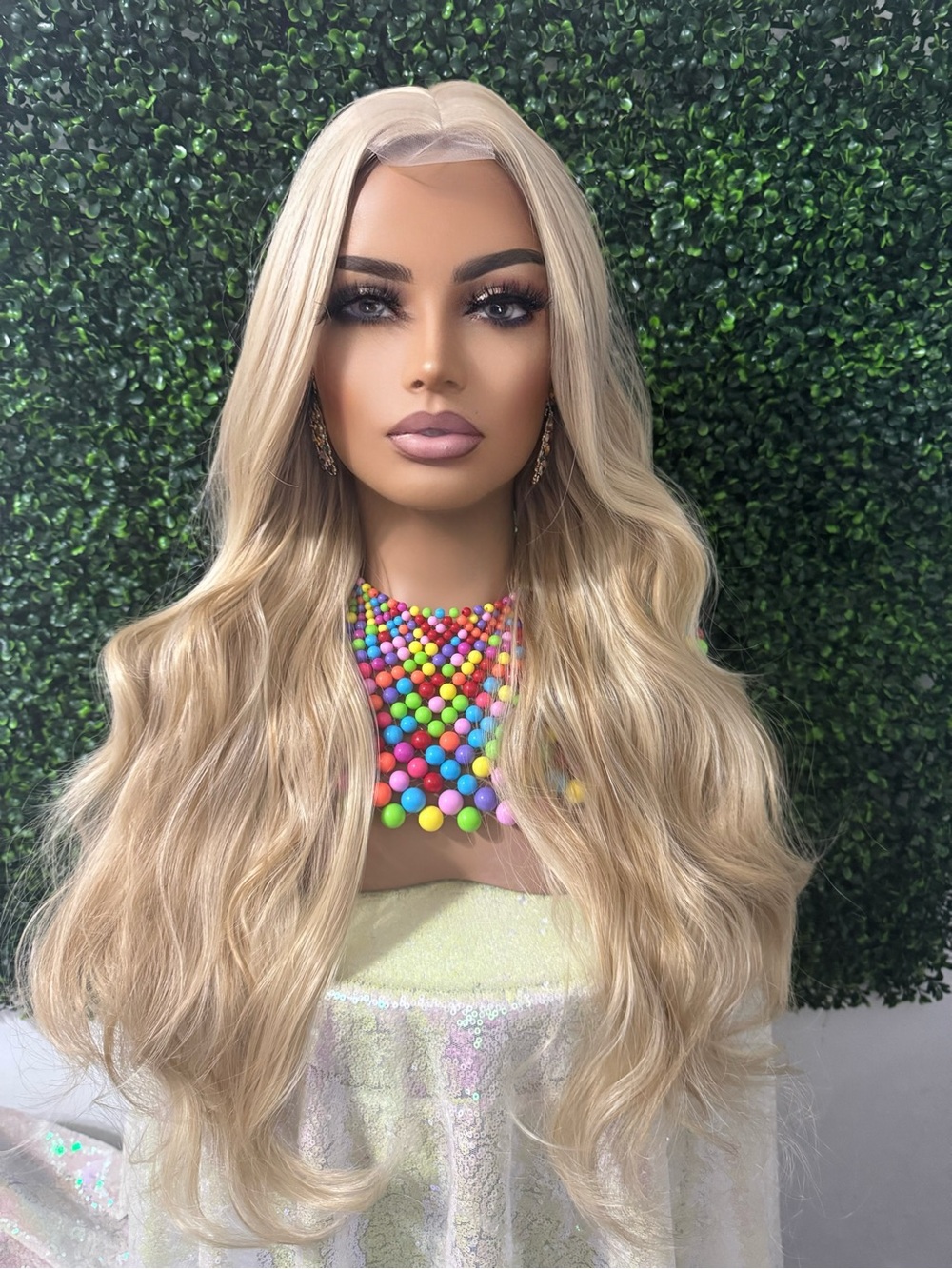 Blonde Long Wavy Lace Front Wig - Natural Platinum Blonde